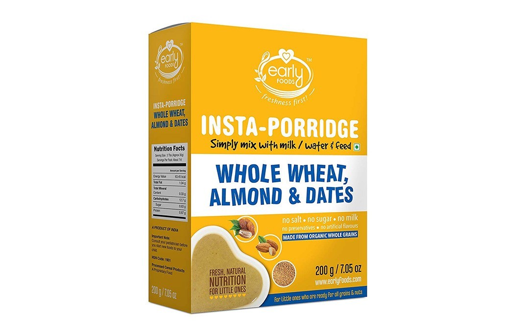 Early Foods Insta-Porridge- Whole Wheat, Almond & Dates   Box  200 grams